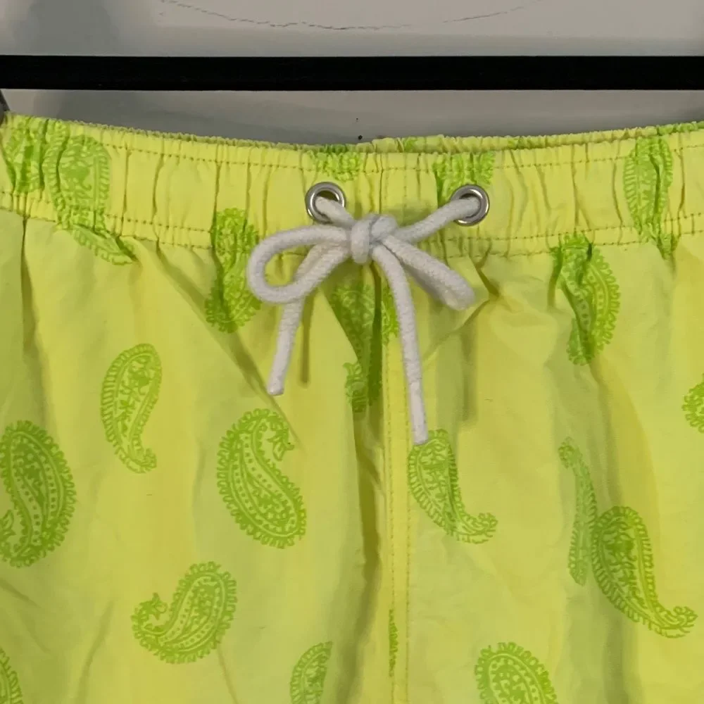 Zara Bright Yellow Paisley Swim Shorts Mens size medium